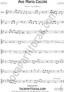  Trompa y Corno Francés Partitura del Ave María de Caccini en Mi bemol Sheet Music for French Horn Music Scores