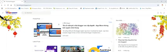 Trang trí hoa mai đèn lồng trên blogspot đó Tết Nguyên đán