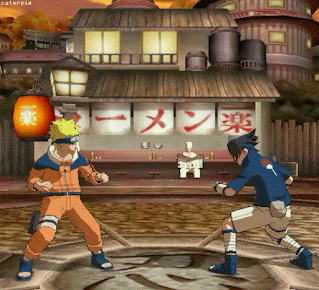 Gambar Animasi Naruto vs sazuke ready to fight