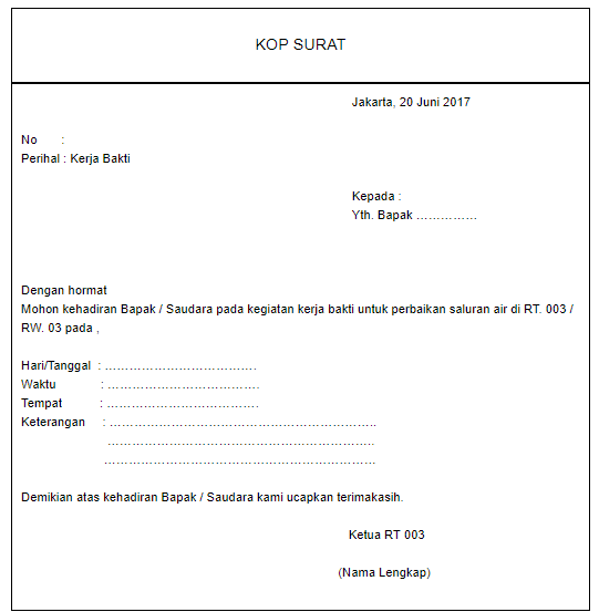 Contoh Surat Undangan Setengah Resmi Nusagates