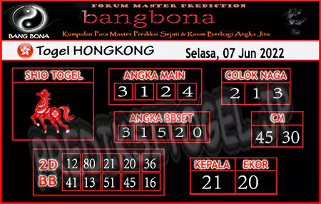 Prediksi HK Bang Bona Selasa 07 Juni 2022