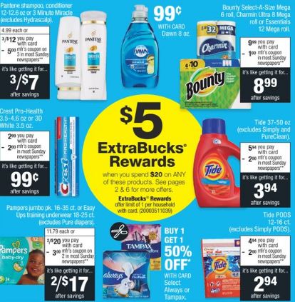 P&G Extrabuck Coupon CVS Deals - 8/25-8/31