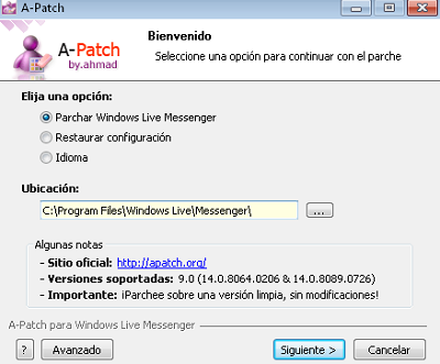 Descargar A-Patch para MSN Messenger 2009