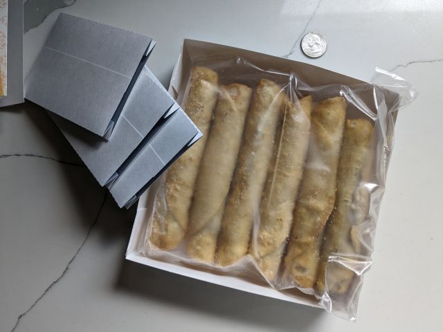 The contents of a box of Kroger Carne Guisada Flautas.