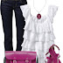 White Dress, Pink Bag, Earrings, Pink Shoes ,Black Jens, For ladies...