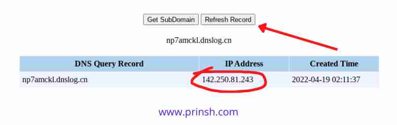 Klik Refresh Record Dan Copy IP Address Yang Muncul