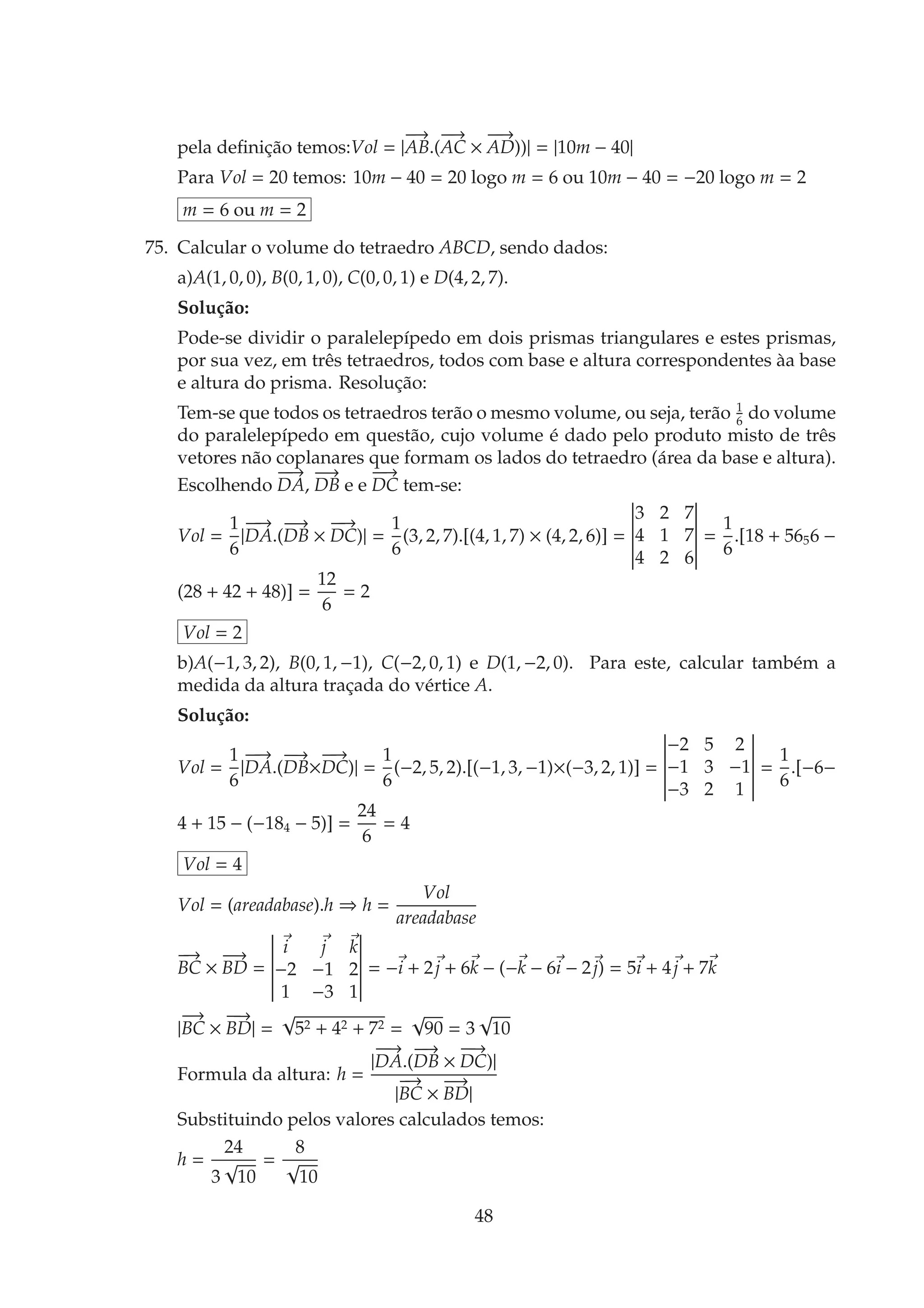 Geometria Analítica exercícios resolvidos