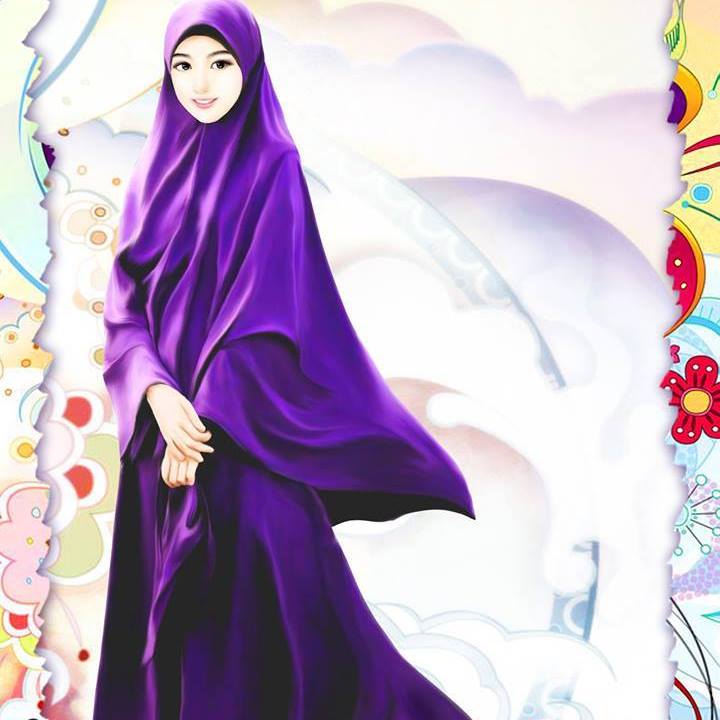 Gambar DP BBM Kartun Hijab Muslimah Bagian Pertama  Tren Kini