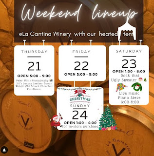 The La Cantina Winery schedule of events for this weekend