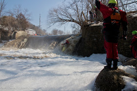 Todd Dammitt trying to dial in his boof on the dam, sand creek, minnesota, Chris Baer,
