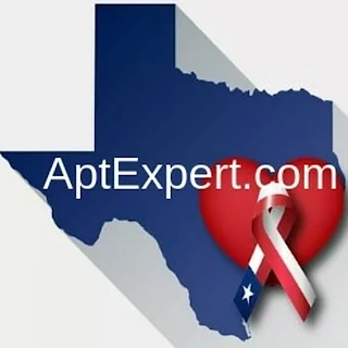 Image state of Texas AptExpert.com heart with ribbon for Covid-19 Pandemic