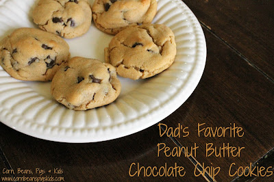 Dad's Favorite Peanut Butter Chocolate Chip Cookies + Father's Day Favorites Blog Party