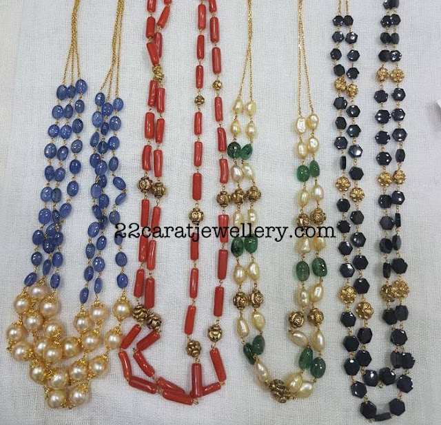 Coral and Blue Sapphire Beads Sets