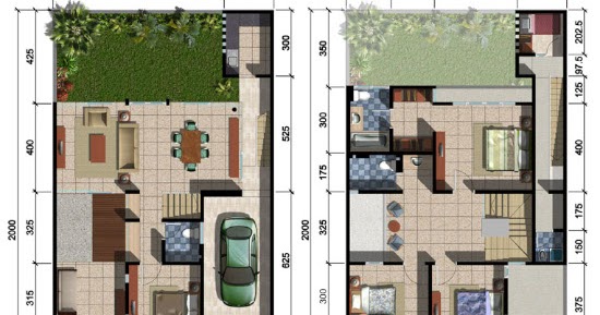 LINGKAR WARNA 3 Denah rumah  minimalis ukuran 10x20 meter 