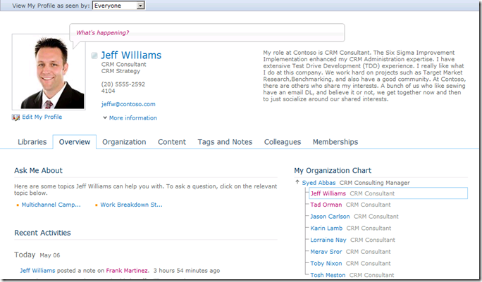 SharePoint 2010 My Site My Profile page