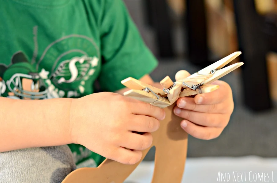 Counting clothespins: fine motor math tray for toddlers and preschoolers from And Next Comes L