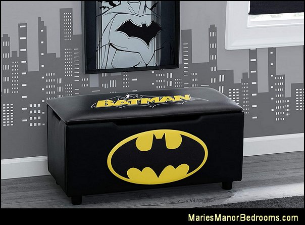 DC Comics Batman Upholstered Storage Bench batman bedroom furniture