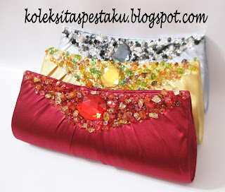 Tas Pesta Mewah Elegant Cantik Silver Gold Maroon