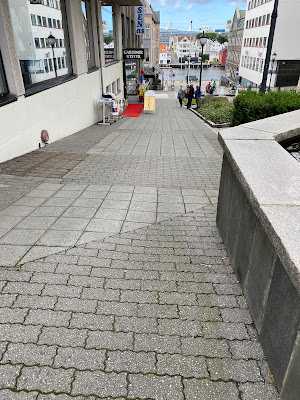 cobblestone incline to waterfront in Haugesund, Norway