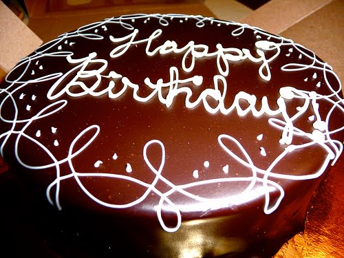 A "Happy Birthday" message is always best written in chocolate cake 