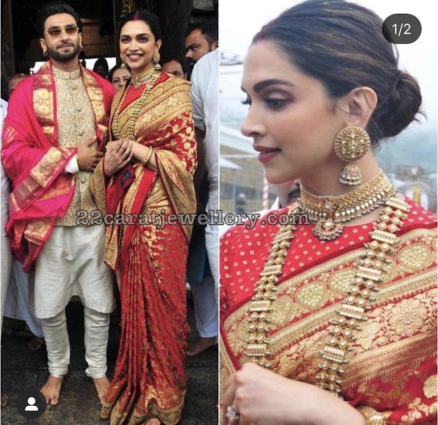 Deepika Padukone Kundan Temple Jewellery