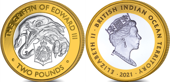 British Indian Ocean Territory 2 pounds 2021 - The Queen's Beasts - The Griffin of Edward III