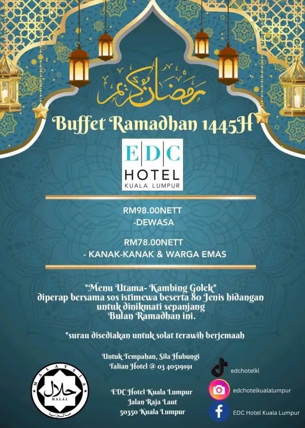 Poster Buffet Ramadhan 2024 di EDC Hotel Kuala Lumpur