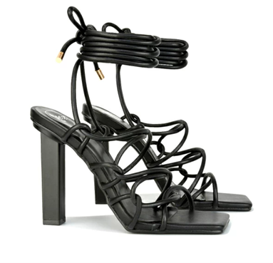 High Block Heel Lace Up Sandals