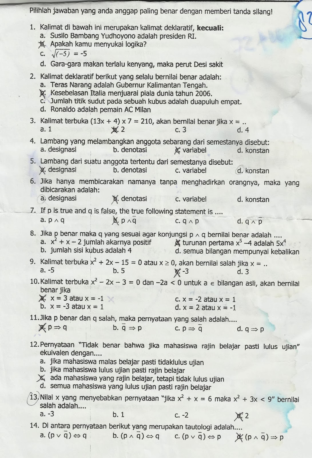 Contoh Soal Statistika Kuliah Semester 5 | contoh soal un smp pdf