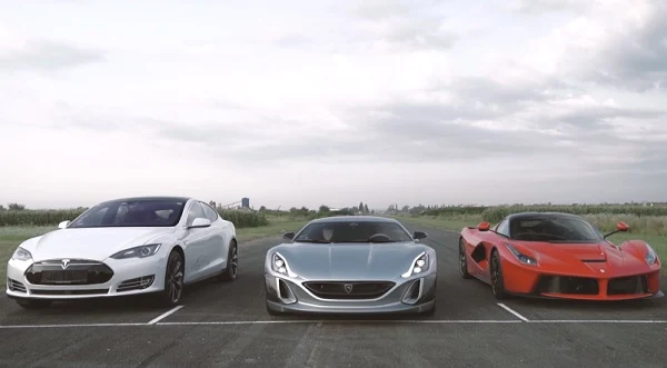 Rimac One vs LaFerrari vs Tesla Model S