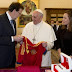 Pope Francis receives signed Lionel Messi shirt