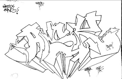 3D graffiti sketch black and white