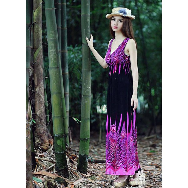 2012 Hottest Cotton Romantic V-nck Siren Womens Sheath Maxi Dress