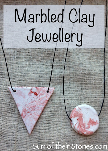 easy to make Marbled Jewellery with air hardening clay