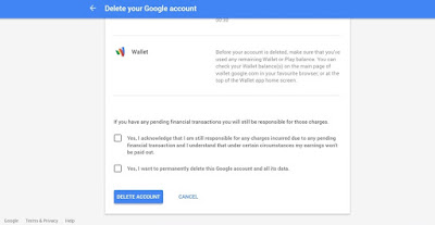 Delete Google account and data