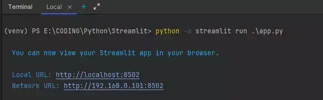 streamlit-first-program-run-command