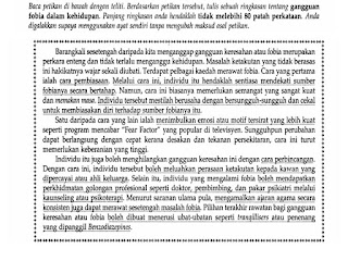 Bahasa Melayu Tingkatan 2: PETIKAN 2 (GANGGUAN FOBIA DALAM 