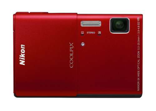 Nikon COOLPIX S100 16 MP CMOS Digital Camera with 5x Optical Zoom NIKKOR ED Glass Lens and 3.5-Inch OLED Touchscreen (Red)