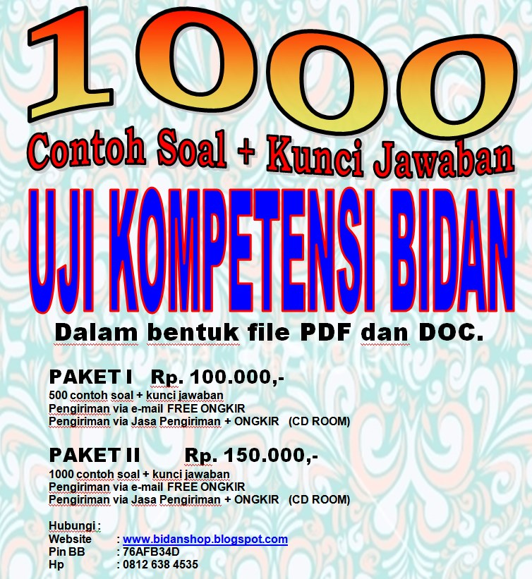 JUAL CONTOH SOAL UJI KOMPETENSI BIDAN  Bidanshop