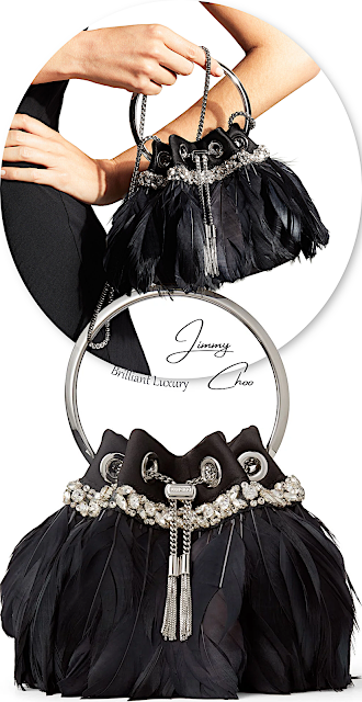 ♦Jimmy Choo black Bon Bon embroidered feathered satin bag #jimmychoo #bags #brilliantluxury