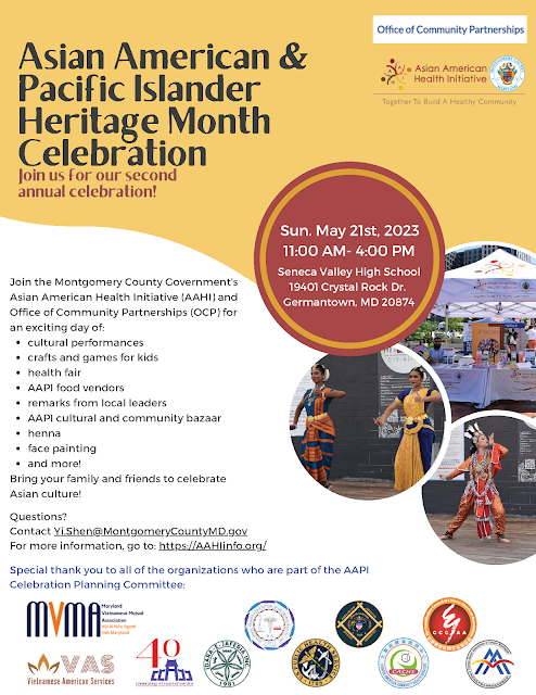 Asian American Pacific Islander Heritage Month Celebration to be Held in Germantown on Sunday, May 21