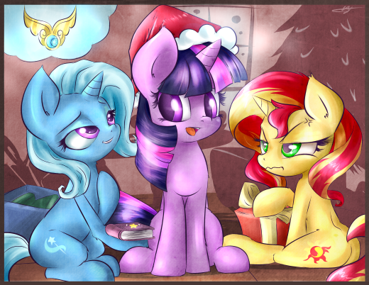 Trixie, Twilight, Sunset Shimmer -- Merry Christmas