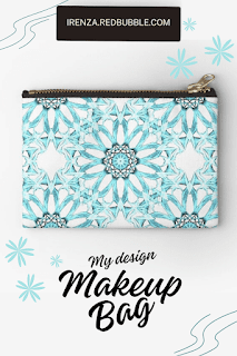 Blue mandala seamless pattern Makeup bag.