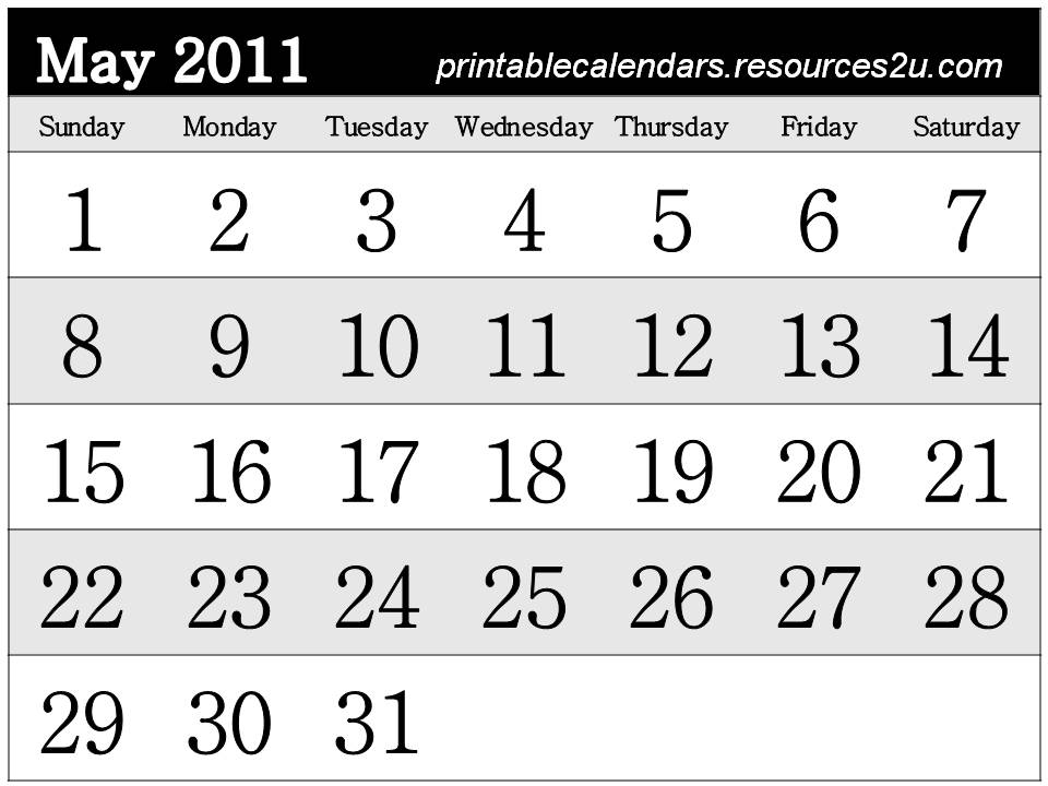 downloadable calendar 2011. Downloadable Calendar May 2011