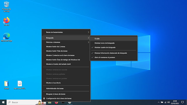 Pantallazo del escritorio de windows 10