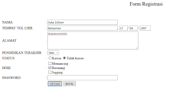 Contoh Form Pada HTML