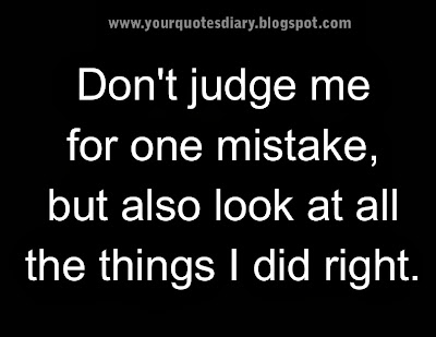 Don't judge me for one mistake, but also look at all the things I did right.