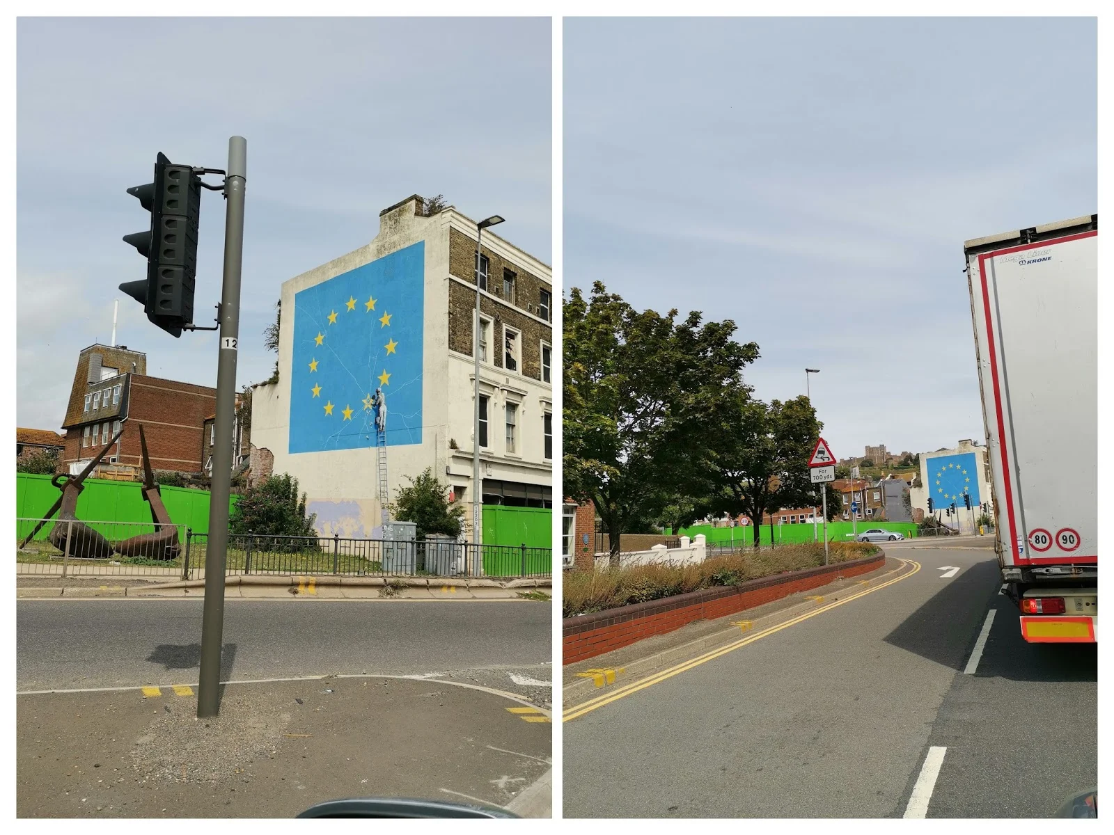 Europa ich sehe den Brexit nicht mehr.  Banksy Mural am Dover Port verschwunden