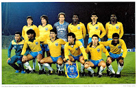 SELECCIÓN DE BRASIL - Temporada 1986-87 - Douglas, Nelsinho, Carlos, Júlio César, Ricardo Rocha y Josimar; Müller, Rai, Careca, Edú Marangon y Valdo - CHILE 4 (Basay 2 y Letelier 2) BRASIL 0 - 03/07/1987 - Copa América, fase de grupos - Córdoba, Argentina, estadio Chateau Carreras