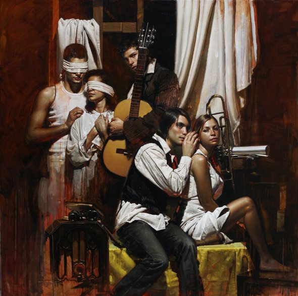 Diego Dayer arte pinturas a óleo estilo renascentista músicos